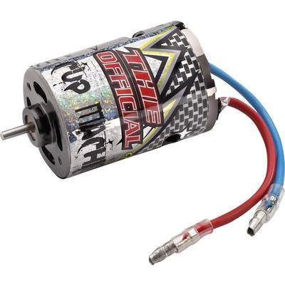 Electric motor with a silver casing, coloured cables, and the inscription 'THE OFFICIAL UP MATCH' on the side.