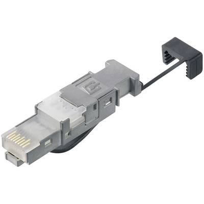 An SFP connector with a protective cap, primarily used for connecting network devices via fibre or copper cables.