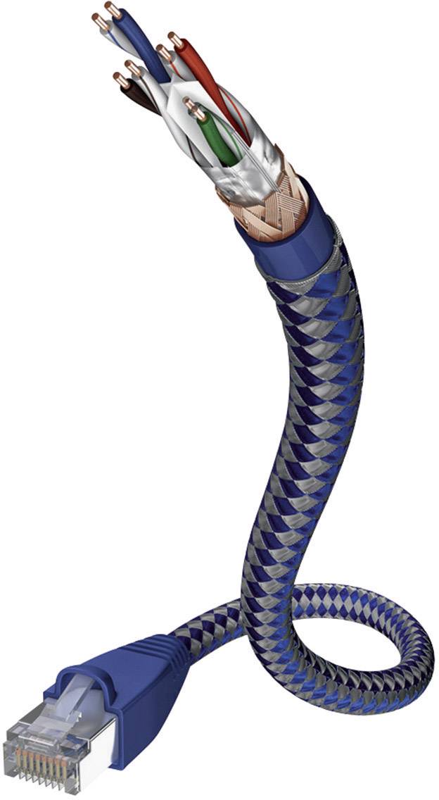 Inakustik 004803005 RJ45 Network cable, patch cable CAT 6 SF/UTP 0.50 m Silver-blue incl. detent 1 pc(s)-0