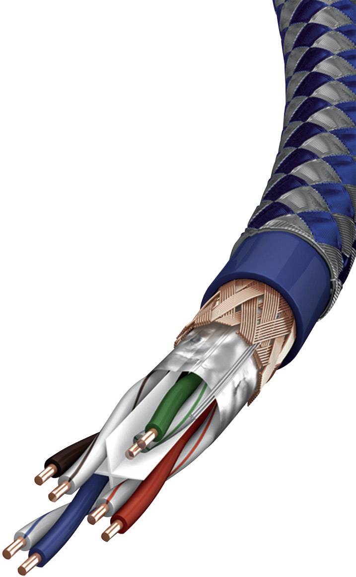 Inakustik 004803005 RJ45 Network cable, patch cable CAT 6 SF/UTP 0.50 m Silver-blue incl. detent 1 pc(s)-1