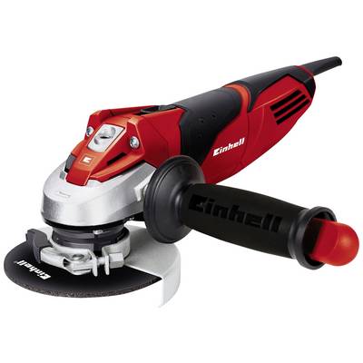 A red Einhell angle grinder with a black handle, suitable for grinding work.