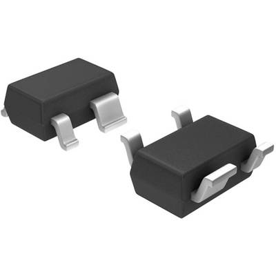 Two black electronic components with silver connections, possibly transistors, on a white background.