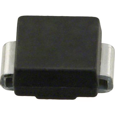 'Schottky diode in a black, rectangular housing with two silver connections on the sides.'