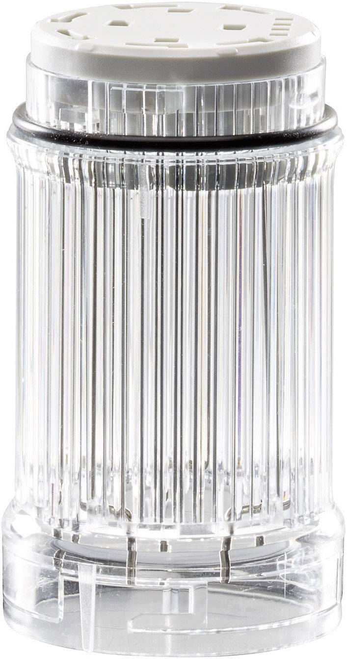 Transparent salt shaker with vertical grooves, white lid, and six holes on top.