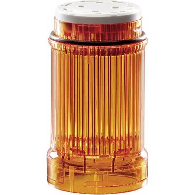 A transparent, orange plastic container with a white lid and vertical ridges. Used for storing small items.