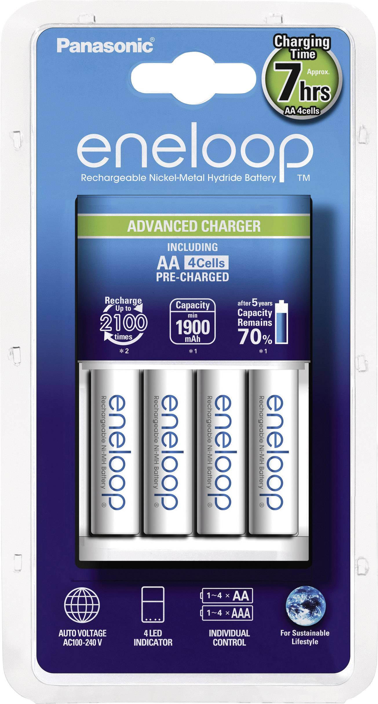 Panasonic Eneloop Chargeur Bq Cc17 4x Aa Charger For Cylindrical