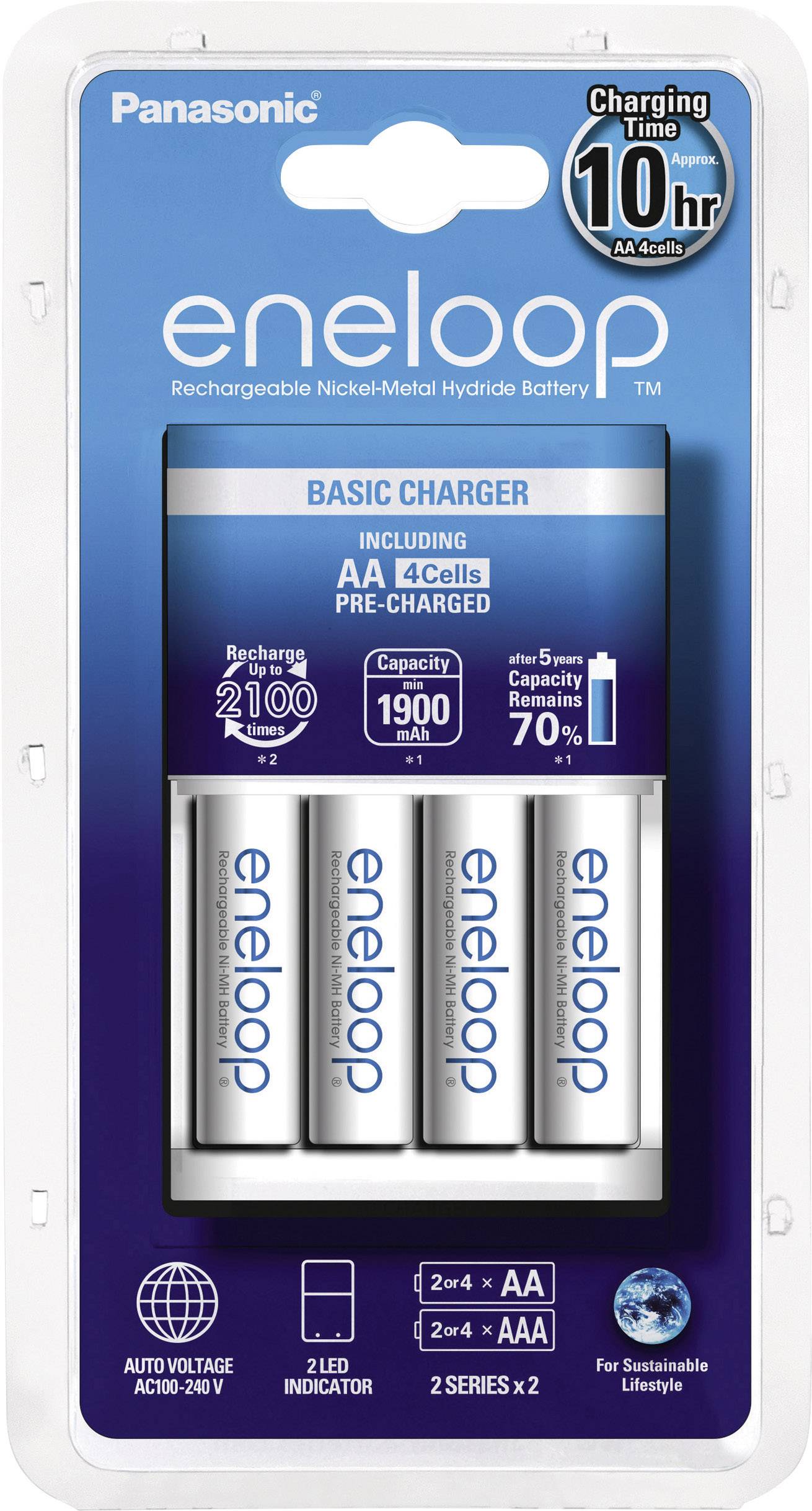 Panasonic Bq Cc51 4x Eneloop Aa Charger For Cylindrical Cells Nimh