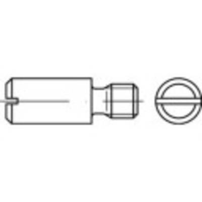 Black and white drawing of a slotted screwdriver with a flat head and stepped handle. Side and front view.