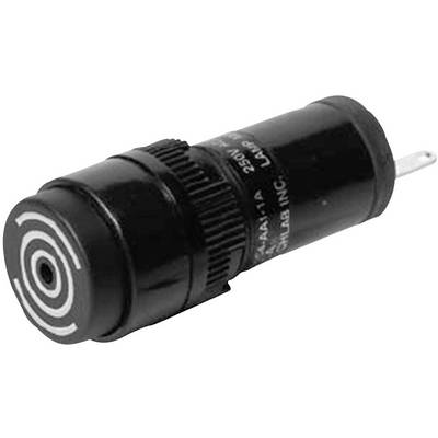 A cylindrical, black fuse holder with markings for electrical components.
