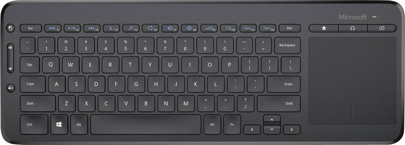 Microsoft All-in-One cordless Media Keyboard Radio Keyboard German, QWERTZ Black Built-in touchpad, Splashproof-1