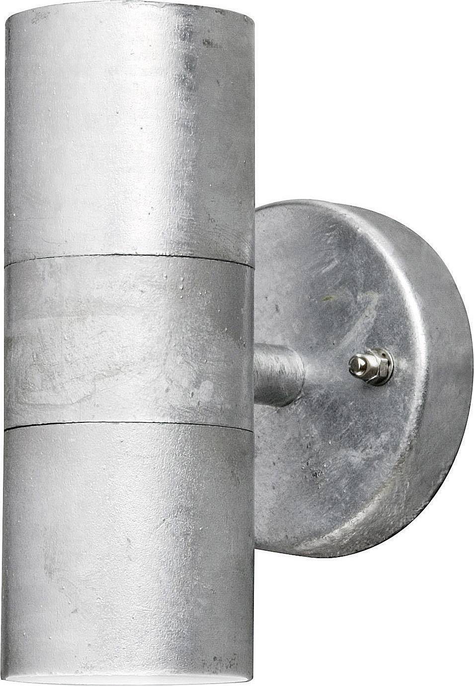 Metallic, cylindrical wall light with a pivoting arm and a matte finish, suitable for contemporary interiors.