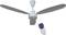 A white ceiling fan with three blades and a remote control visible underneath.