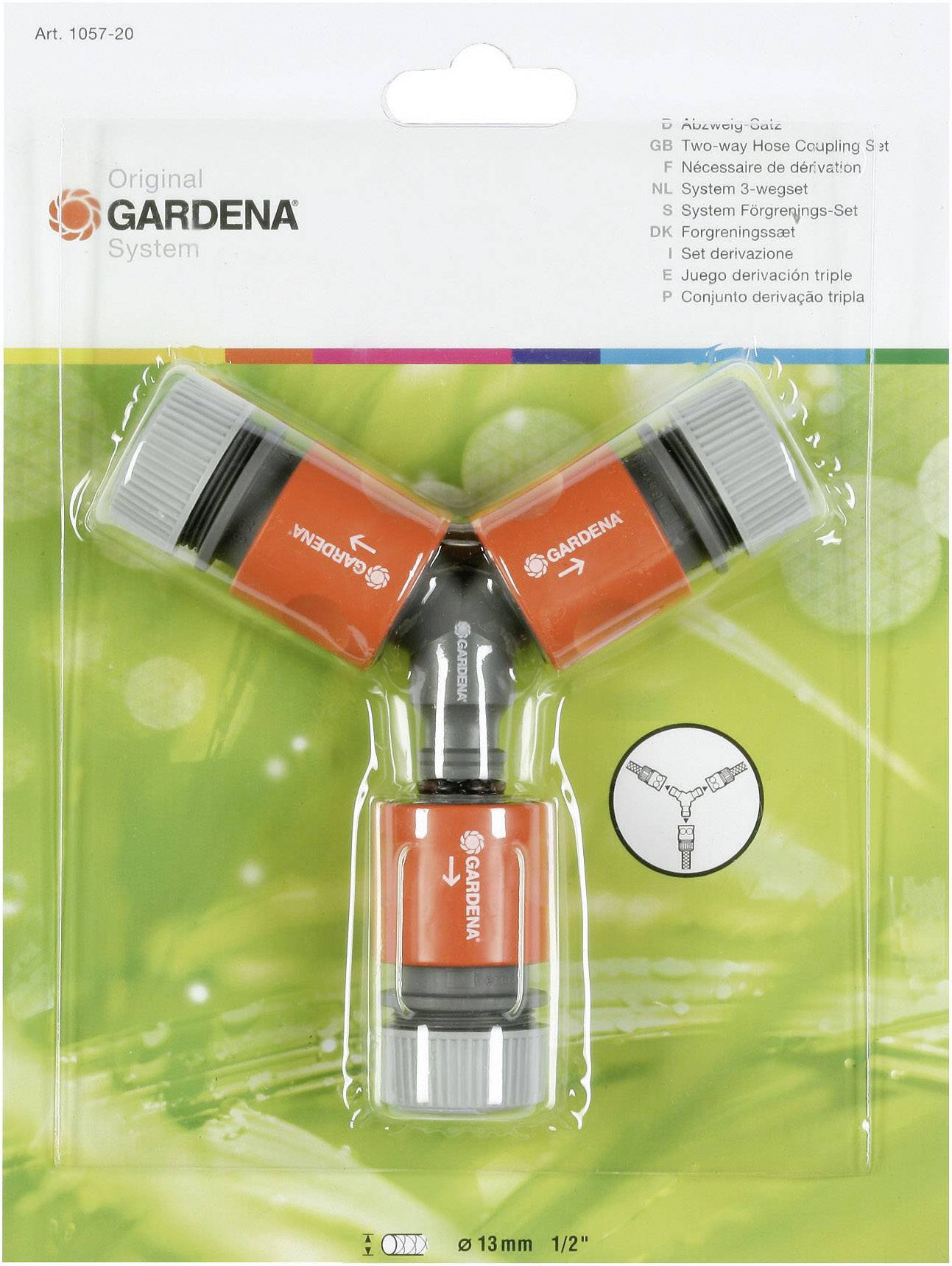 GARDENA 105720 Splitter set 13 mm (1/2") Ø, Hose connector