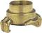 Brass female threaded hose coupling with two claws for secure connection of hoses or pipes.