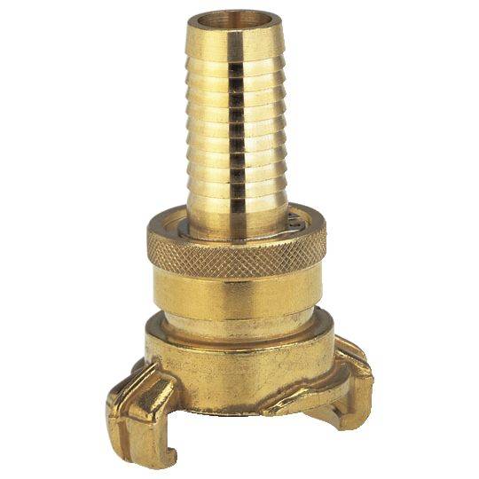 Brass bayonet coupling with ridged connection. Used for connecting hoses in industrial and domestic applications.