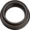 Metal ring with a curved surface and flanged edges, potentially a sealing or connecting element in mechanical engineering.