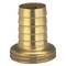 Brass hose connector with ridged end for secure grip and flat base for mounting, used in plumbing installations.