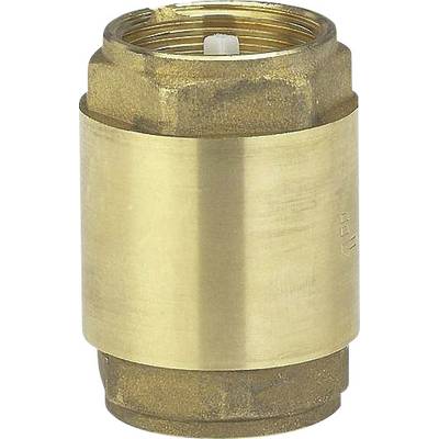 Brass non-return valve with internal thread, cylindrical design, suitable for installation in piping systems to control flow direction.