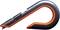 Plastic cutting knife with an ergonomic handle and built-in blade. Black design with orange accents.