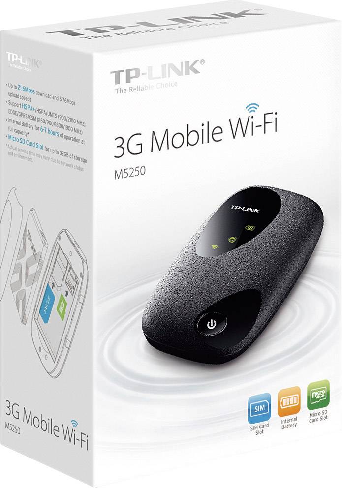 TP-LINK M5250 3G Wi-Fi mobile hotspot up to 10 devices 21.6 Mbps + microSD card slot Black-4