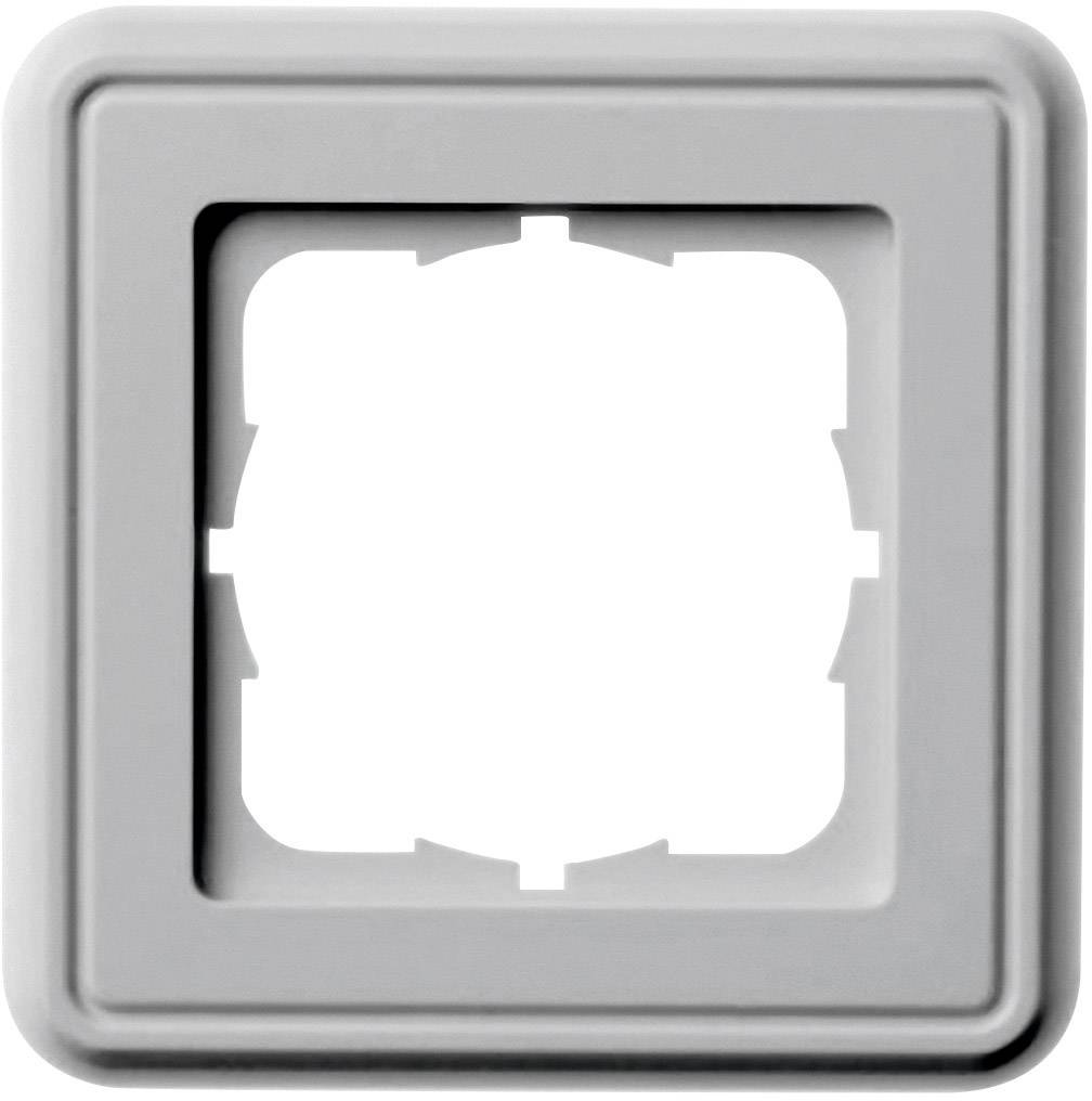 Square, grey plastic frame cover with rounded edges and a central square cutout.