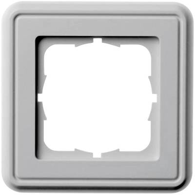Square, grey plastic frame cover with rounded edges and a central square cutout.
