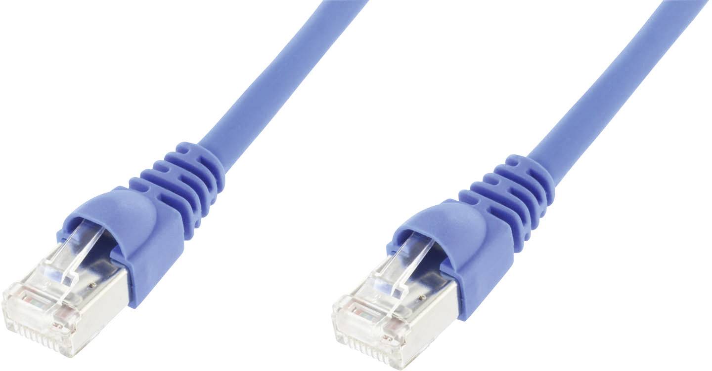 Two blue Ethernet cables with RJ45 connectors used for network connections.