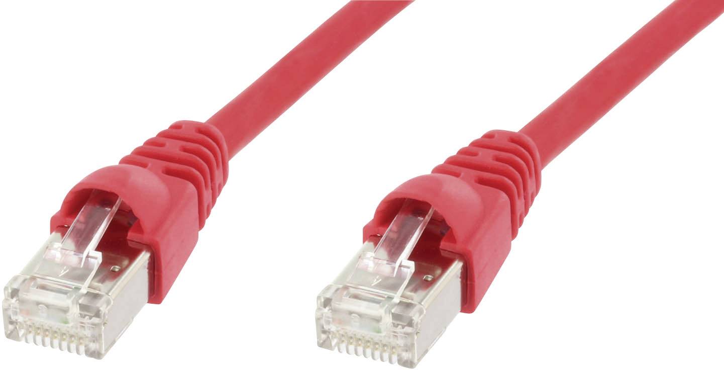 Telegaertner 100007975 RJ45 Network cable, patch cable CAT 6A S/FTP 1.00 m Red Flame-retardant, incl. detent, Flame-retardant, Halogen-free, UL-approved 1 pc(s)