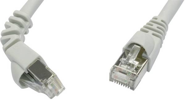 Telegärtner 100008011 RJ45 Patch cable CAT 6A S/FTP 1.00 m Grey Flame-retardant, incl. detent 1 pc(s)