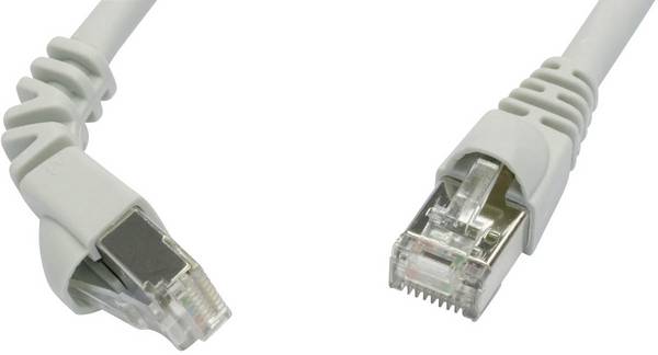 Telegärtner 100008287 RJ45 Patch cable CAT 6A S/FTP 2.00 m Grey Flame-retardant, incl. detent 1 pc(s)