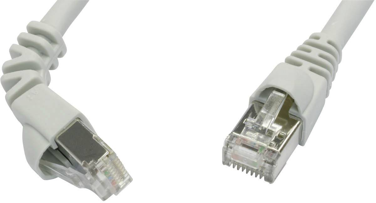 Telegärtner L00005A0080 RJ45 Network cable, patch cable CAT 6A S/FTP 10.00 m Grey Flame-retardant, incl. detent 1 pc(s)-0