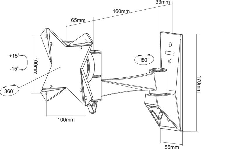 Neomounts FPMA-W822 Monitor wall mount 1 Display(s) 25,4 cm (10") - 76,2 cm (30") Black Tiltable, Swivelling, Swivelling-1