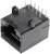 A black RJ45 socket adapter with eight pins on top, suitable for Ethernet networks.