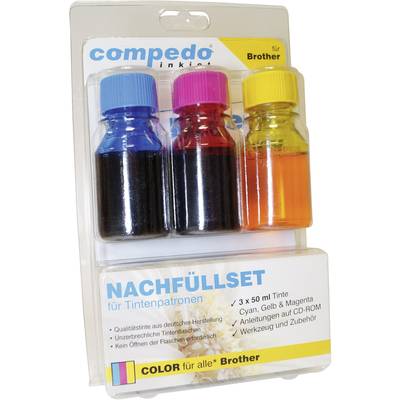 compedo MREFILL09 Ink cartrigde refill kit Compatible with (manufacturer brands): Brother Cyan, Magenta, Yellow Total in