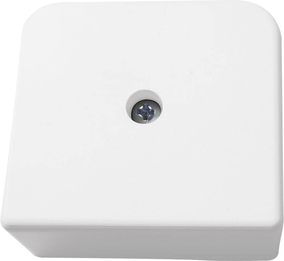 A white, square plastic block with rounded corners. A screw is located in a recess in the centre.