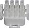 A white plastic plug with multiple openings to accommodate pins, likely for electrical connections.