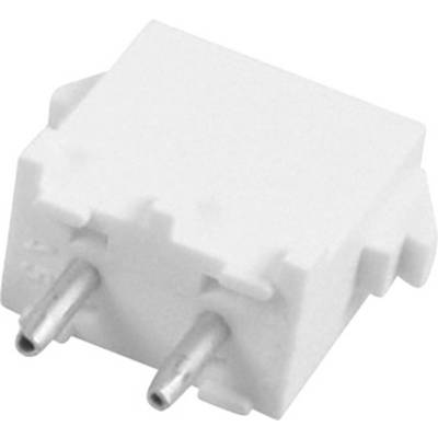 Small, white plastic plug with two metal pins, suitable for electronic connections.