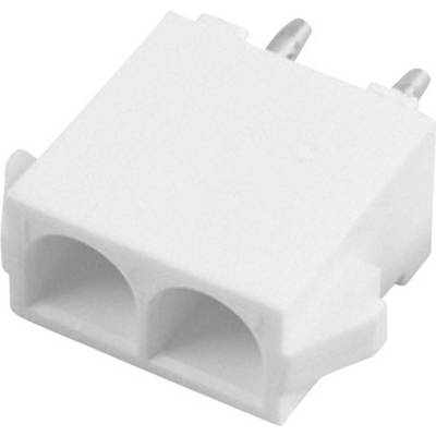 White two-pole electrical connector with two contact pins used for electrical connection.