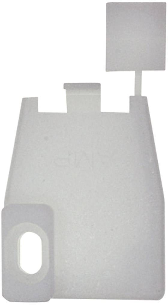 Transparent plastic container with a rectangular lid and an oval opening on the side.