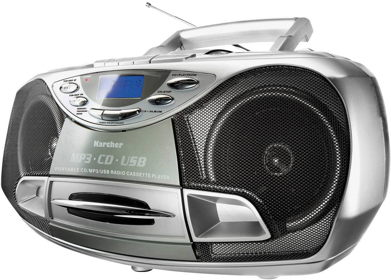 Karcher RR 510(N) Radio CD player FM CD, Tape, USB Silver 
