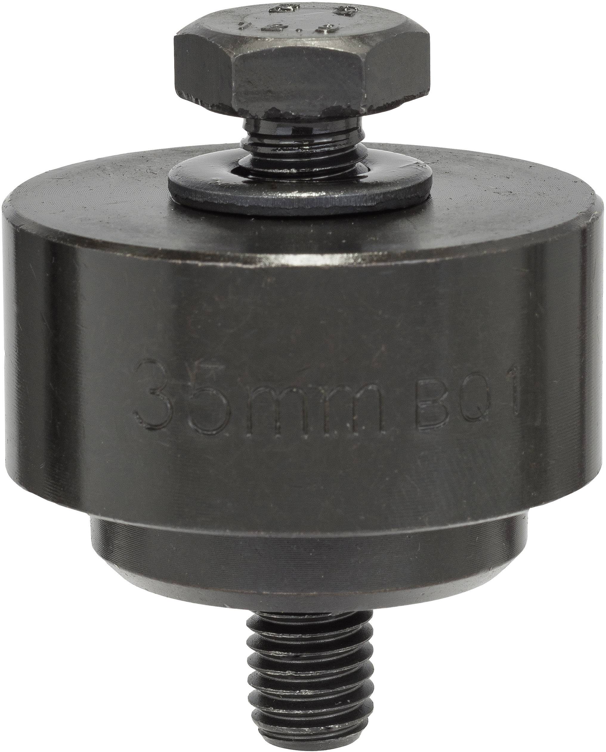 Metal punch with a cylindrical body, central hexagonal head, and engraved marking '35mm B01'. Used for punching holes.