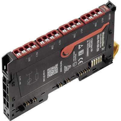 A black electronic module with red connectors and QR code, suitable for industrial applications. Brand name and model number are visible.