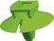 A green, disc-shaped plastic component with slots, possibly a mounting or protective part for technical equipment.