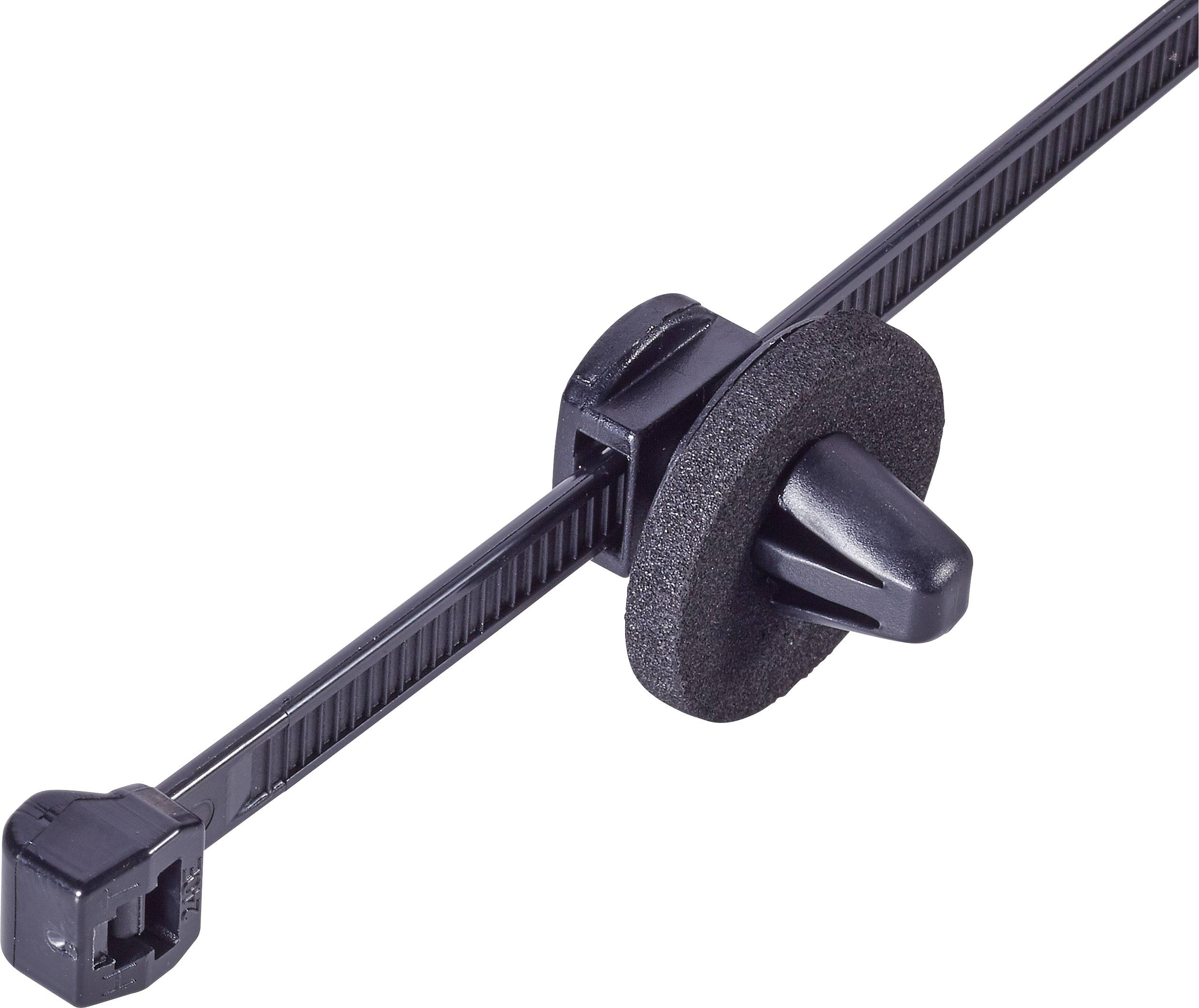 HellermannTyton 150-37799 T50ROSSFT6,5 16-3MD Cable tie 200 mm 4.60 mm Black Spring toggle sealed at disc 1 pc(s)