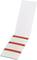 A white test strip pad with four horizontal, red stripes at regular intervals.