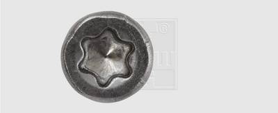 Close-up of a hexagonal screw head on a white background.