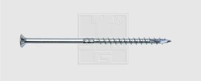 A silver screw with thread on a white background.
