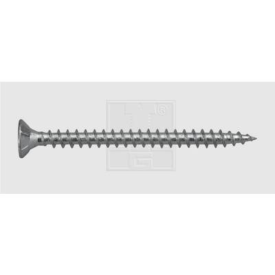 A single silver countersunk screw with full thread, shown in side profile against a grey background.