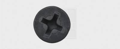 Black cross-head screw with a round head, viewed from above, showing the cross slot.