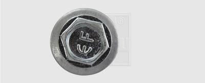 A silver screw with a hexagonal head and the embossed number '75'.